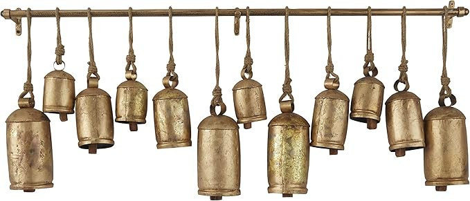 Deco 79 Metal Tibetan Inspired Meditation Decorative Cow Bell with Jute Hanging Rope and Rod, 48"... | Amazon (US)