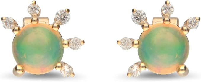 Amazon.com: Gin & Grace 10K Yellow Gold Natural Ethiopian Opal Diamond Earring for women | Ethica... | Amazon (US)