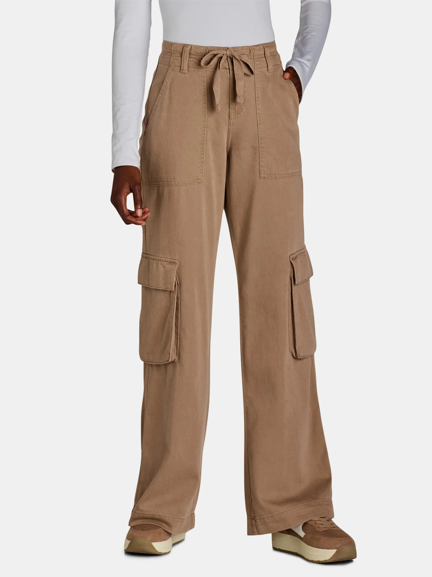 Time and Tru Women's Drawstring Cargo Pants, 29", 31", 33" Inseams, Sizes 2-20 - Walmart.com | Walmart (US)