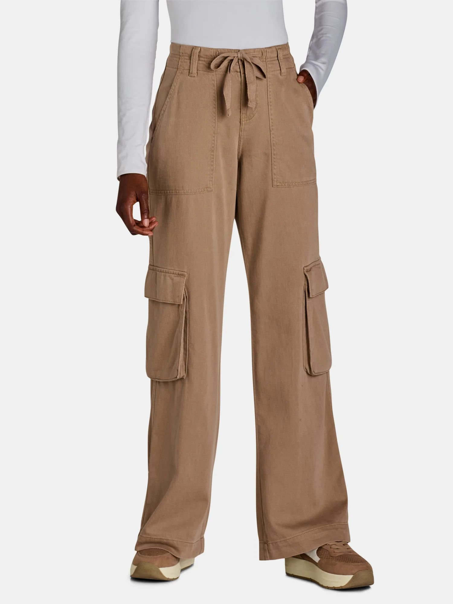 Time and Tru Women's Drawstring Cargo Pants, Sizes 2-20 | Walmart (US)