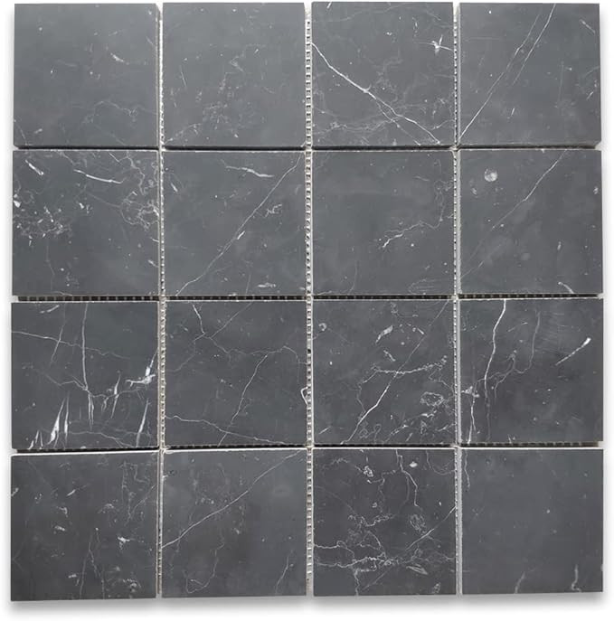 Stone Center Online Nero Marquina Black Marble 3x3 Square Mosaic Tile Honed Kitchen Bath Wall Flo... | Amazon (US)