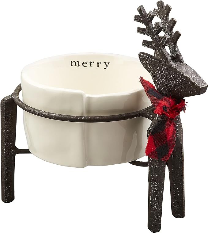 Mud Pie Christmas Reindeer Dip Cup, 5.75" x 4.25", assembled 5 3/4" x 4 1/4" dia, White | Amazon (US)