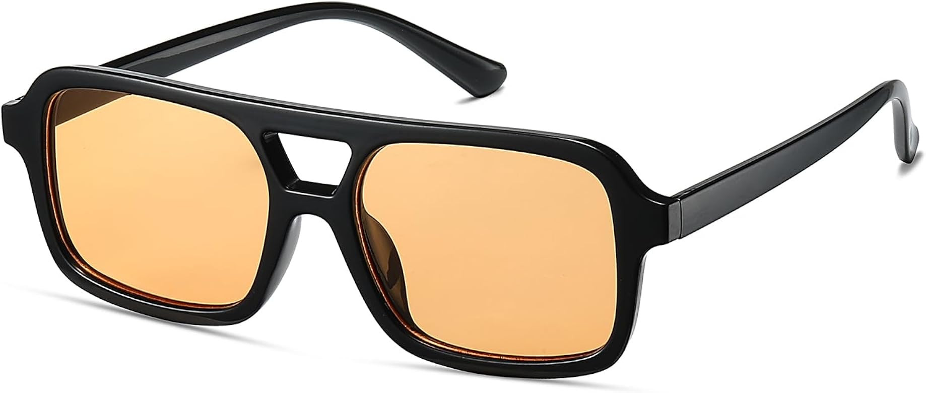 70s Retro Sunglasses for Mens Womens Classic Double Bridge Rectangle Glasses Vintage Square Aviat... | Amazon (US)