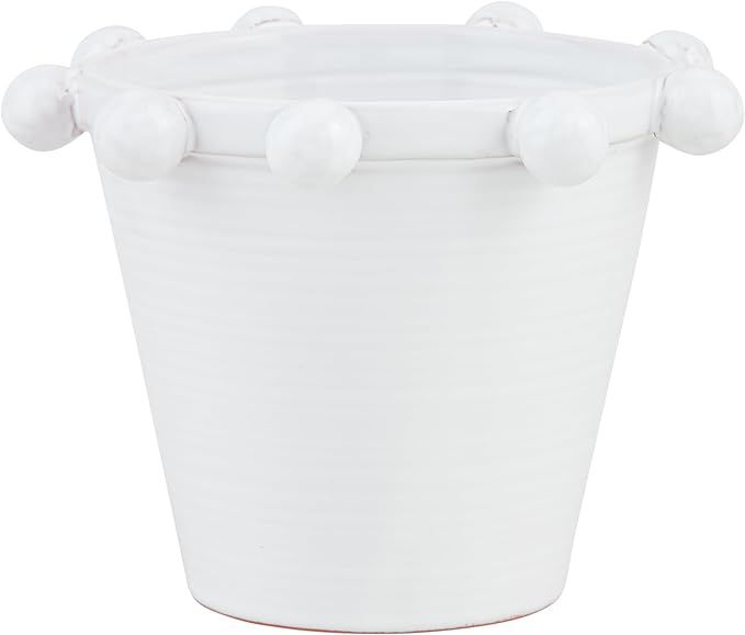 Mud Pie Dotted Rim Beaded Planter, 5" x 5 1/2" dia, WHITE | Amazon (US)