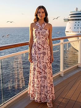 GRACE KARIN Womens Summer Floral Dresses 2026 Boho Maxi Dress Flowy Halter Sundress Casual Vacati... | Amazon (US)