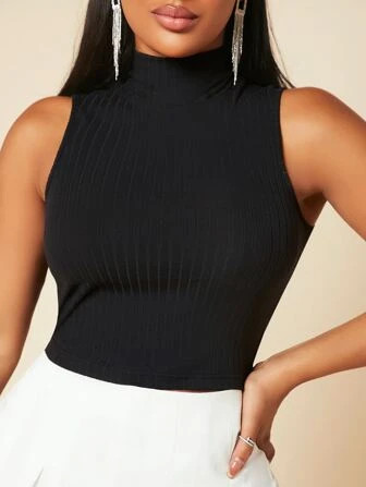 SHEIN SXY Solid High Neck Tank Top | SHEIN