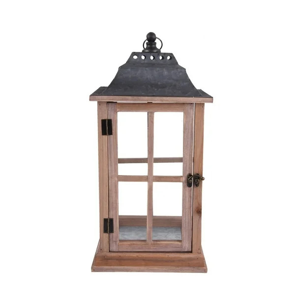 Better Homes and Gardens Rustic Wood Candle Holder Lantern, Medium | Walmart (US)