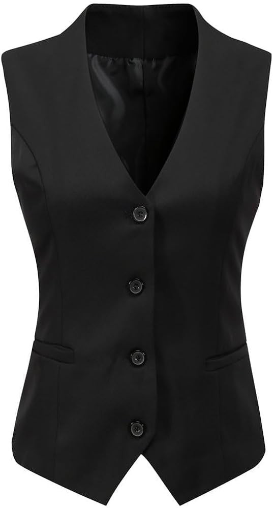 Foucome Women's Formal Regular Fitted Business Dress Suits Button Down Vest Waistcoat | Amazon (US)