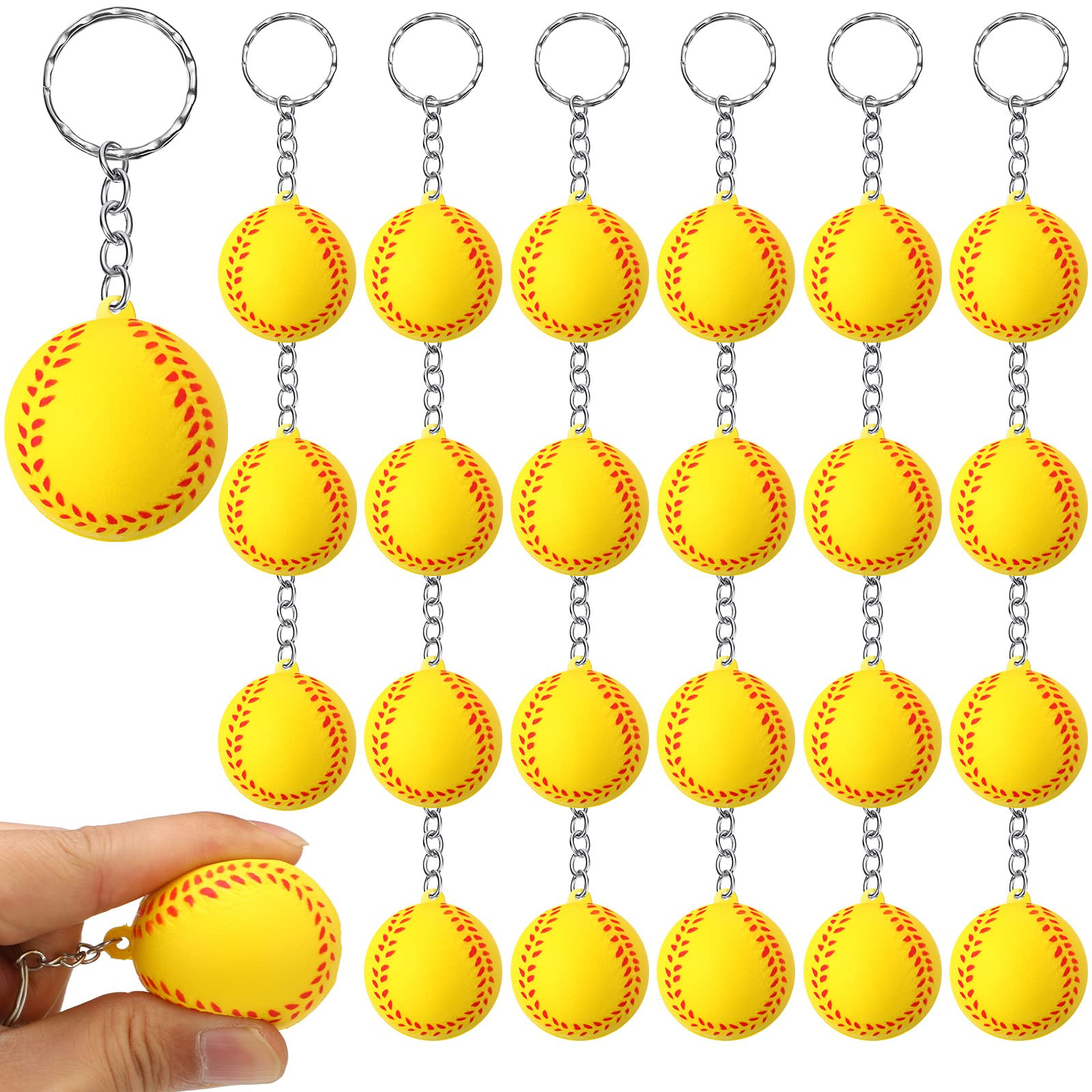 Funtery 24 Pack Softball Keychain Mini Foam Softball Keychain Softball Stress Ball Keychains Soft... | Amazon (US)