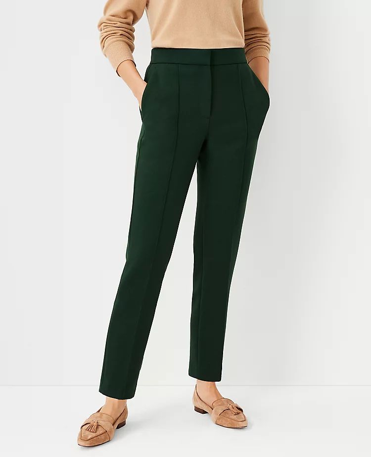 The Petite High Rise Pintucked Ankle Pant in Double Knit | Ann Taylor (US)