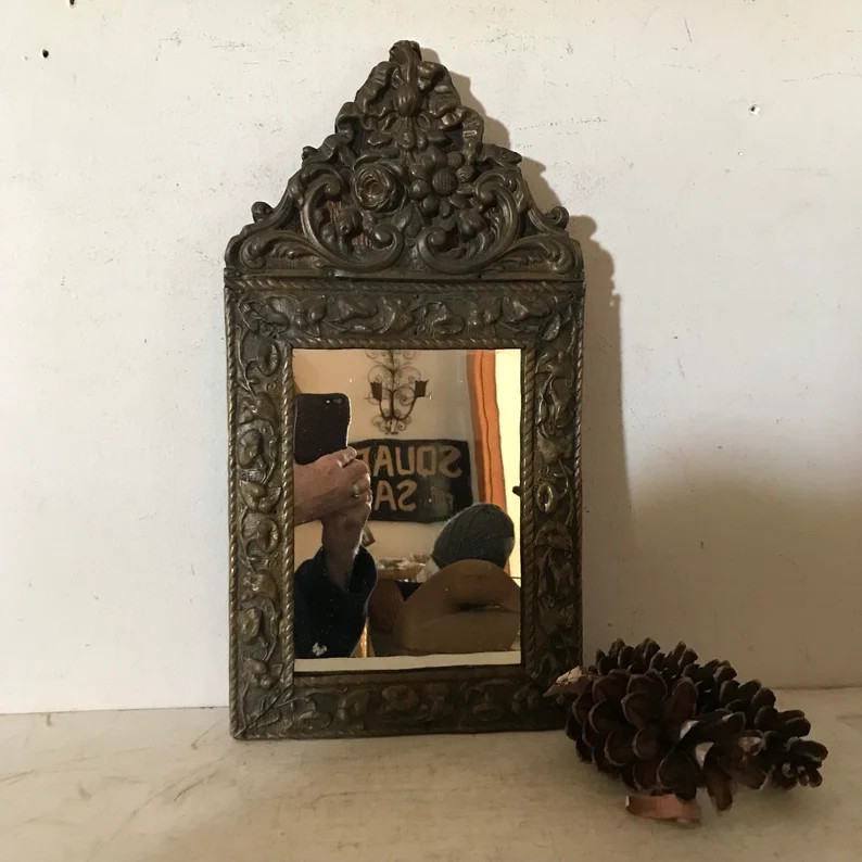 Antique French Repousse Mirror Victorian Mirror Vanity Brass - Etsy | Etsy (US)