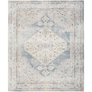 Nourison Astra Machine Washable Light Blue 9 ft. x 12 ft. Vintage Persian Area Rug 124746 - The H... | The Home Depot