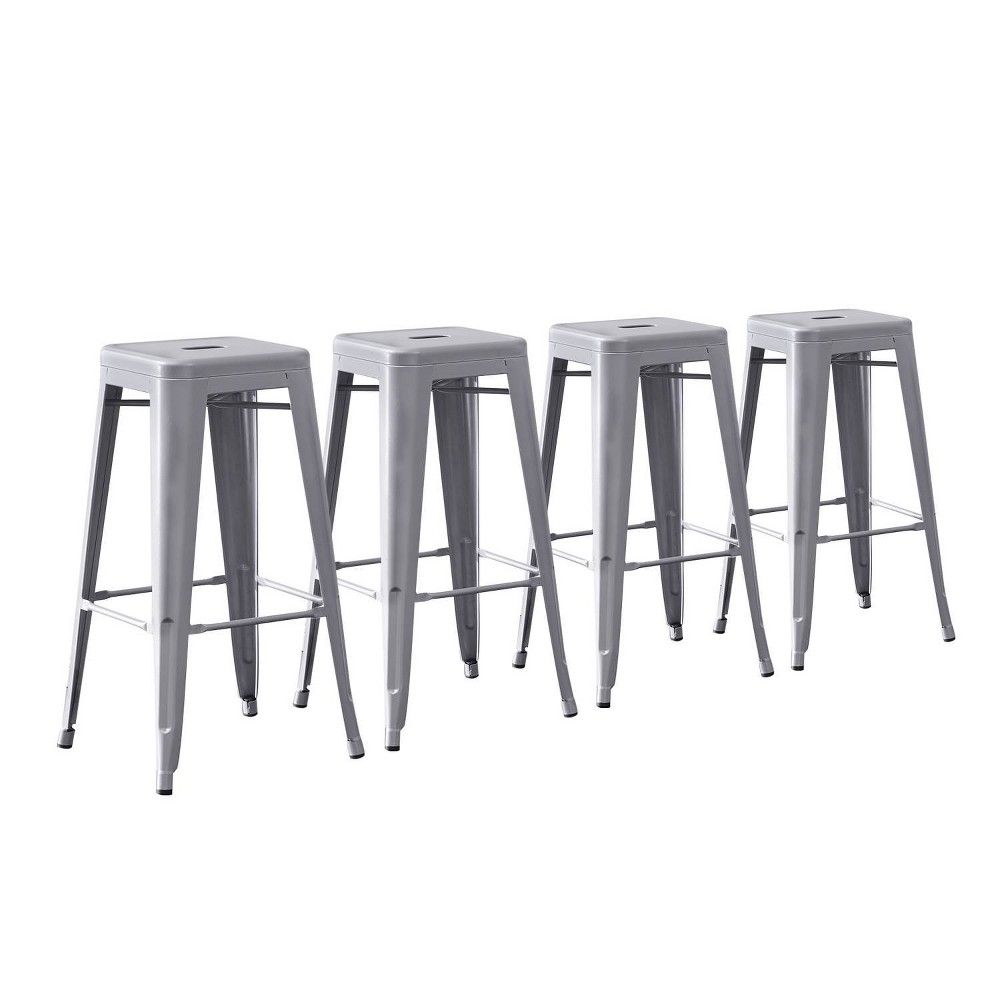 Set of 4 Industrial Backless Metal Barstools - AC Pacific | Target