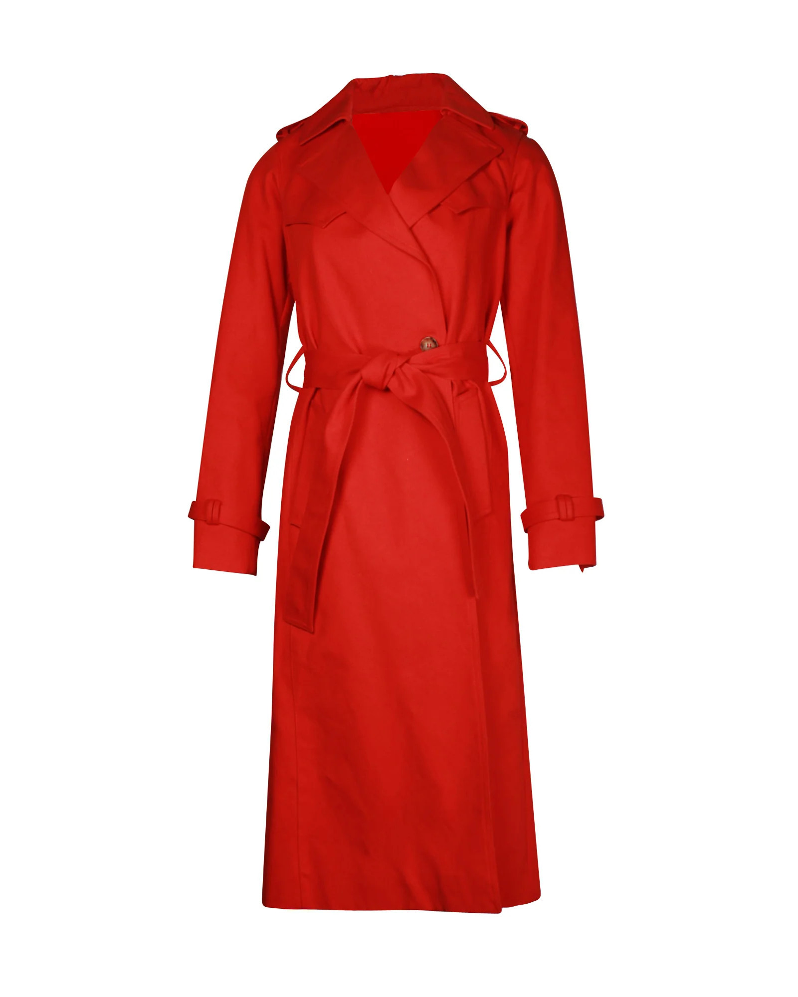 Maje Goldie Trench Coat in Red Cotton | Shop Simon