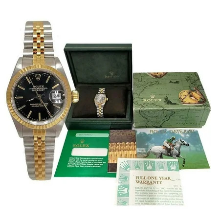 LADIES 26mm ROLEX TWO TONE DATEJUST JUBILEE AUTOMATIC BLACK DIAL WATCH 69173 | Walmart (US)