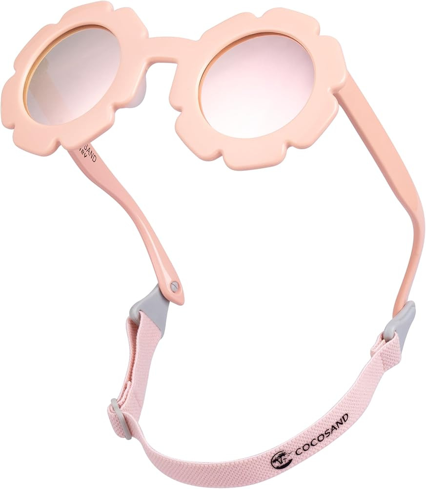 COCOSAND Toddler Sunglasses with Strap Polarized Lens Retro Flexible Flower Frame for Baby Kids B... | Amazon (US)