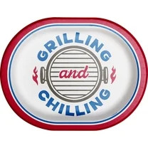 Red/White/Blue Grilling and Chilling Oval Disposable Paper Plates, 9.25" x 12", 8 Count, Patrioti... | Walmart (US)