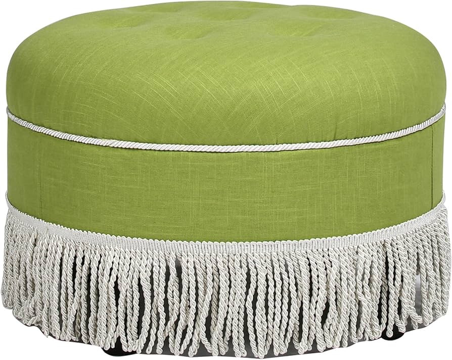 Jennifer Taylor Home, Ottoman, Hand Tufted w/Cord & Fringe Trim (Bright Chartreuse Linen Cotton B... | Amazon (US)