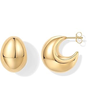 PAVOI 14K Gold Plated 925 Sterling Silver Posts Statement Earrings for Women - Geometric Dome Tea... | Amazon (US)
