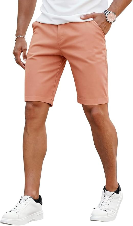 GINGTTO Mens Slim Fit Shorts 9" Inseam Stretch Chino Shorts | Amazon (US)