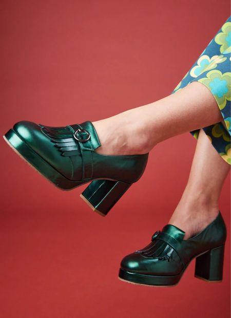 Green 70s inspired metallic loafers 

#LTKover40 #LTKshoecrush #LTKSpringSale