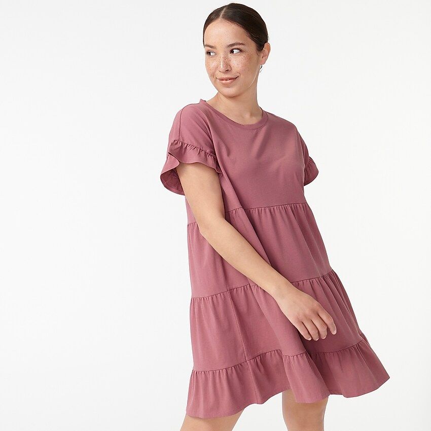 Tiered dress in broken-in jersey | J.Crew US