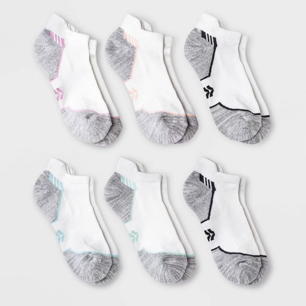 Women's Cushioned Active Striped 6pk No Show Tab Athletic Socks - All In Motion™ 4-10 | Target