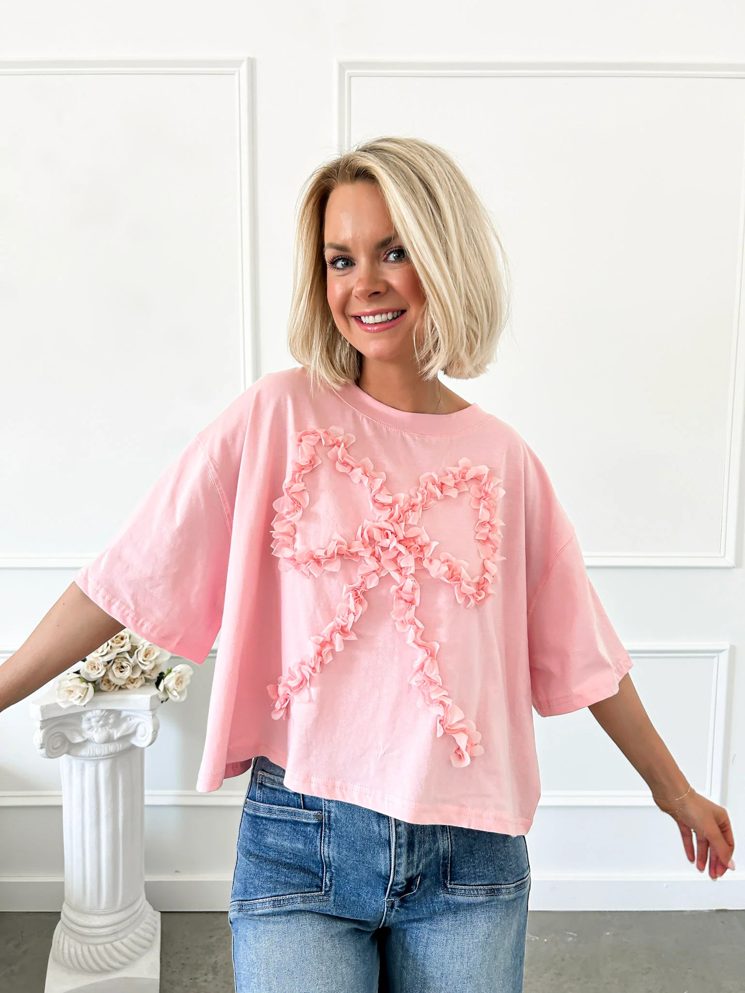 Tied Up In Pretty Pink Bow Top | Flourish in Frills