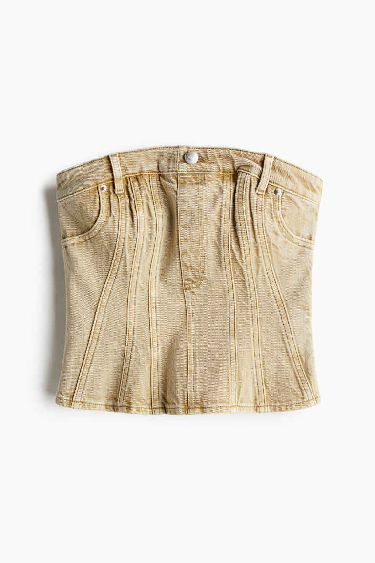H & M - Denim bustier - Beige | H&M (UK, MY, IN, SG, PH, TW, HK)