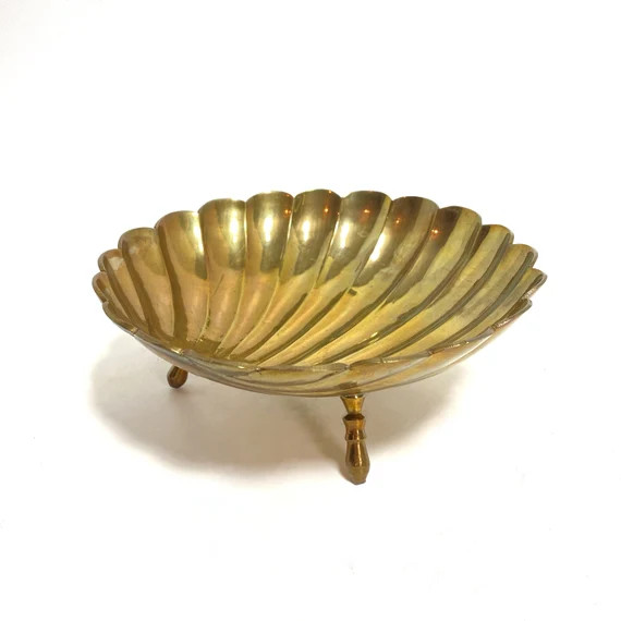 Vintage Brass Scallop Seashell Footed Dish | Etsy | Etsy (US)