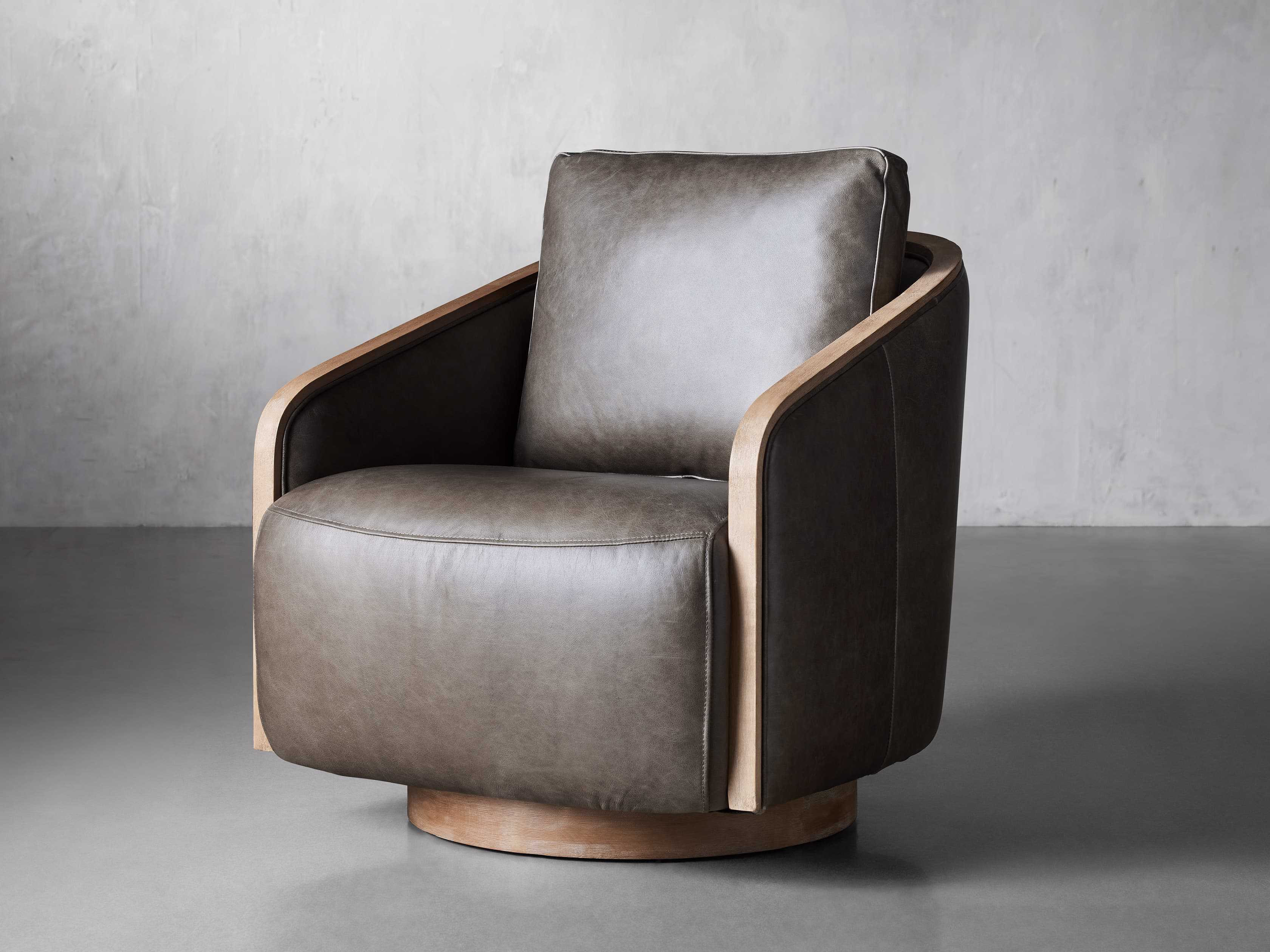 Pomona Leather Swivel Chair | Arhaus