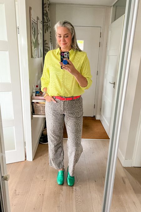 Ootd - Saturday. Bright yellow satin shirt (Shoeby, last year) paired with leopard print jeans, a neon belt and green loafers. 



#LTKstyletip #LTKeurope #LTKnederlands