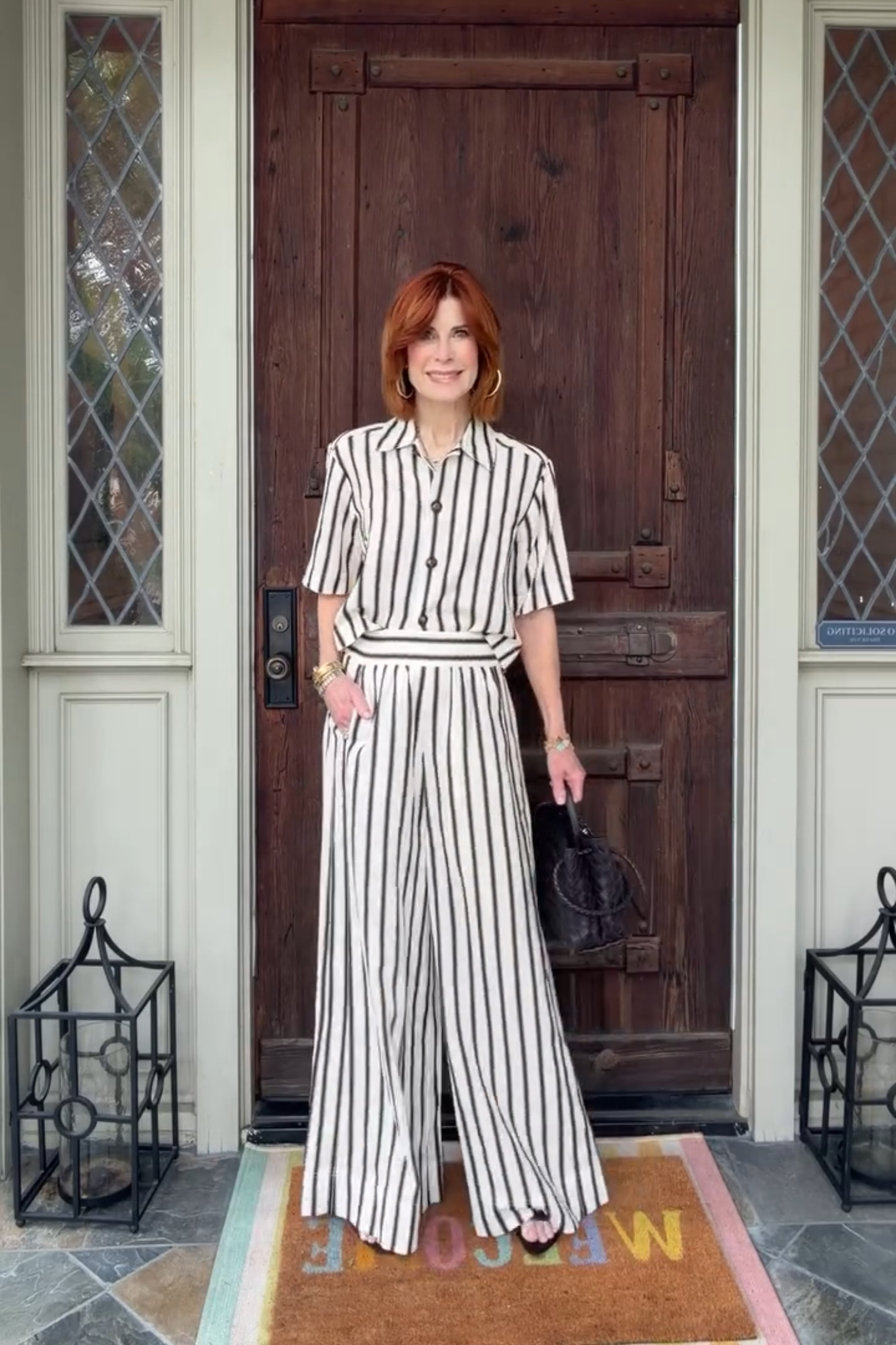 If you love stripes, this chocolate brown and cream matching set is such a chic find for summer outfits 🤎 The flowy pants make it feel effortless, comfortable, and incredibly flattering for everyday wear or vacation style. #summeroutfits #matchingset #vacationstyle 

 

#LTKootd #LTKOver40