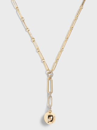 Circle Pavé Link Y Necklace | Banana Republic (US)