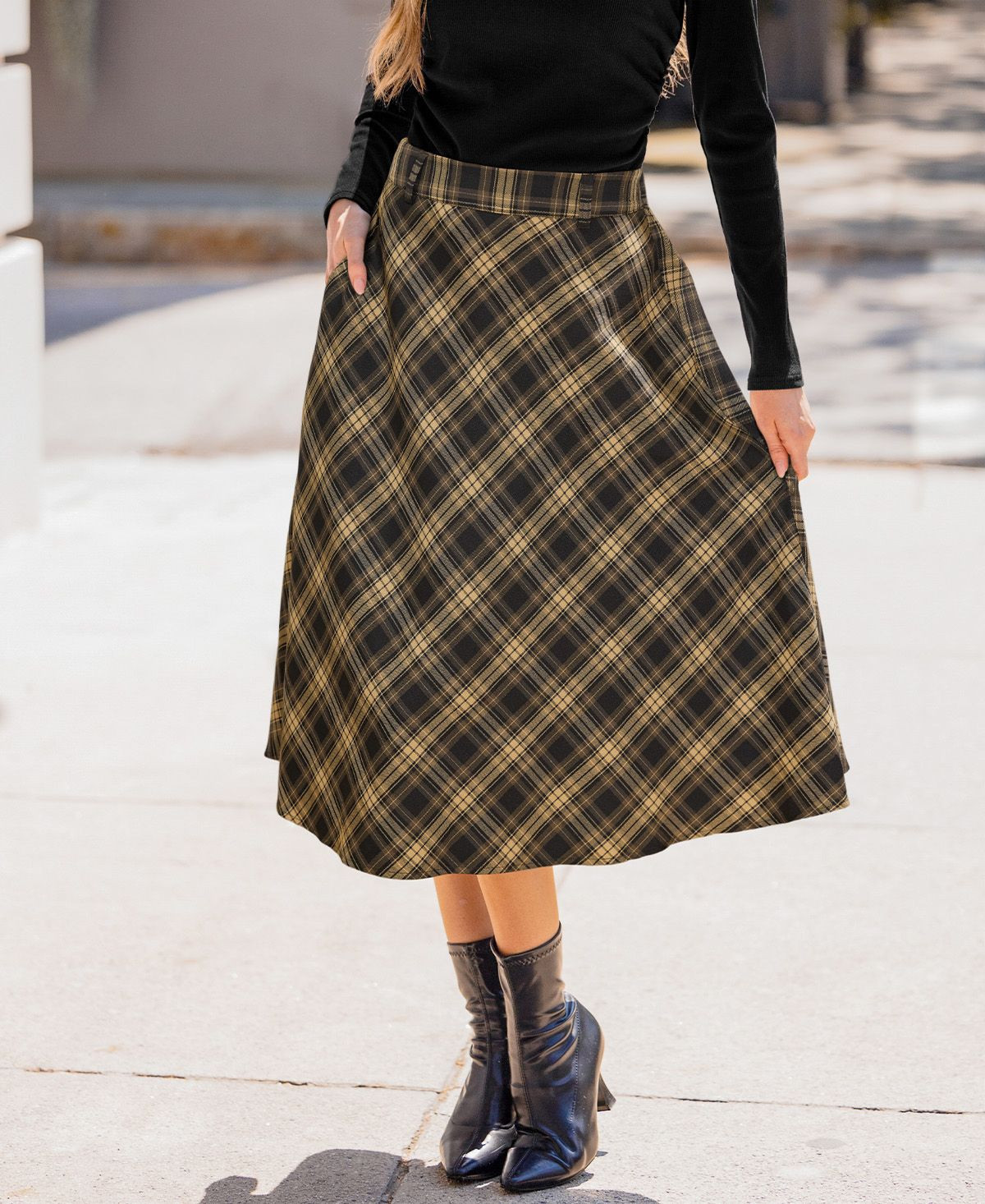 Cupshe Women's Plaid Asymmetrical Hem Midi Skirt - Brown | Macy's
