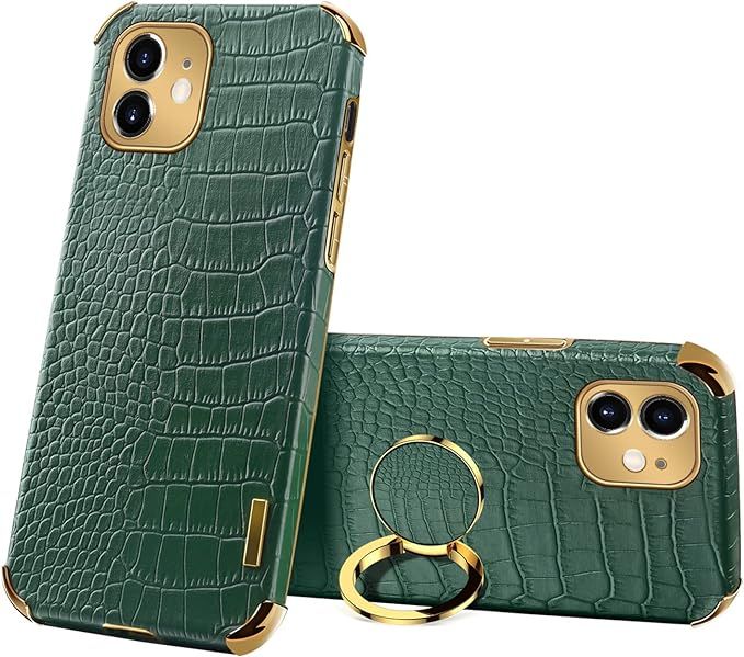 Guppy Compatible with iPhone 12/12 Pro Ring Holder Case Cool Crocodile Snake Skin Pattern Texture... | Amazon (US)