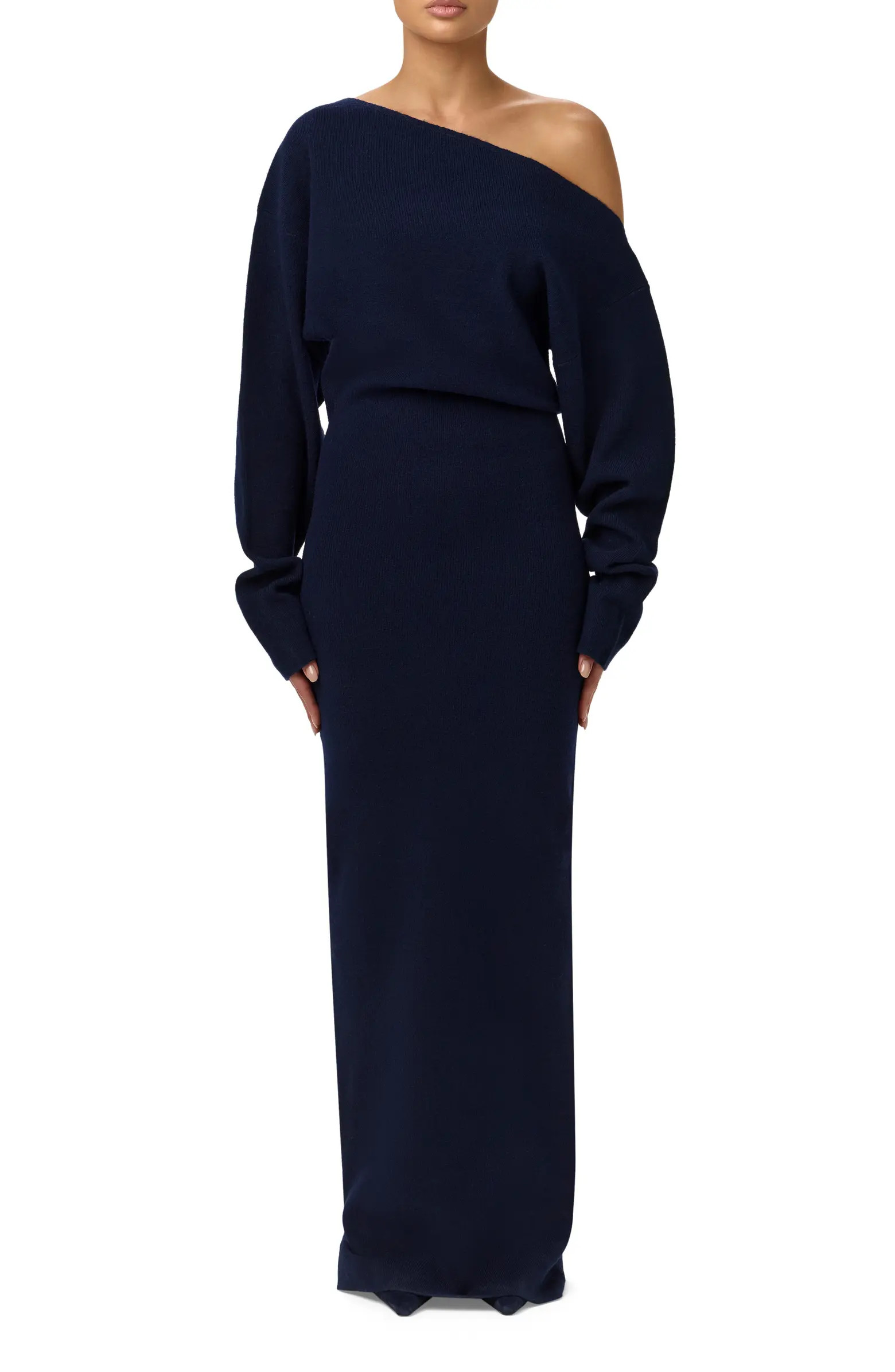 One-Shoulder Long Sleeve Maxi Sweater Dress | Nordstrom