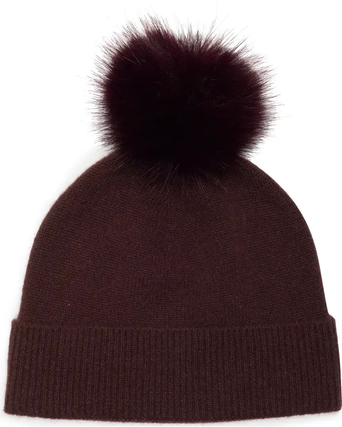 Faux Fur Cashmere Pompom Beanie | Nordstrom Rack