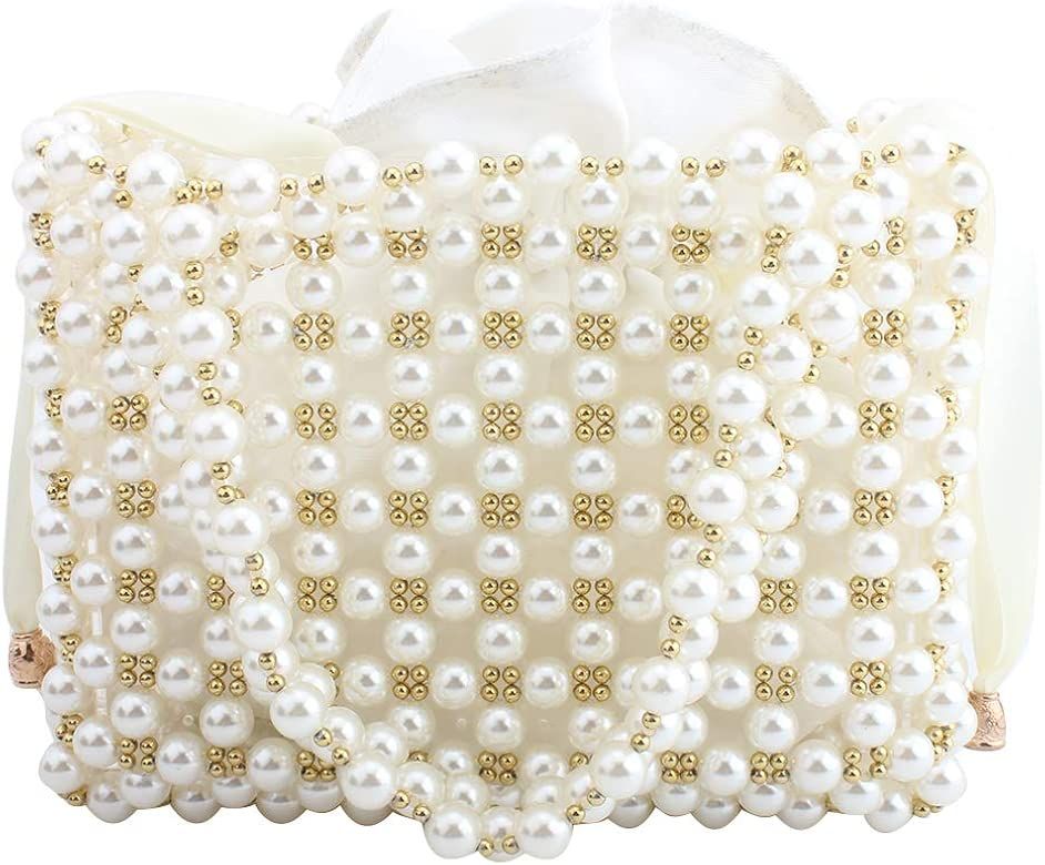 Womens Beaded Handbags Handmade Evening Bag Pearl Bag Handbag fit Wedding Party Beautiful Luxury ... | Amazon (US)