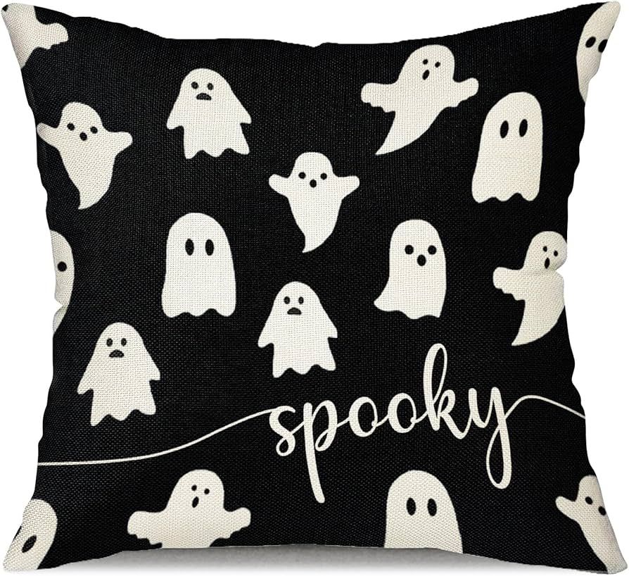JXZYGMD Halloween Pillow Cover 18x18 Ghost Spooky Halloween Lumbar Pillow Covers Decorations Outd... | Amazon (US)