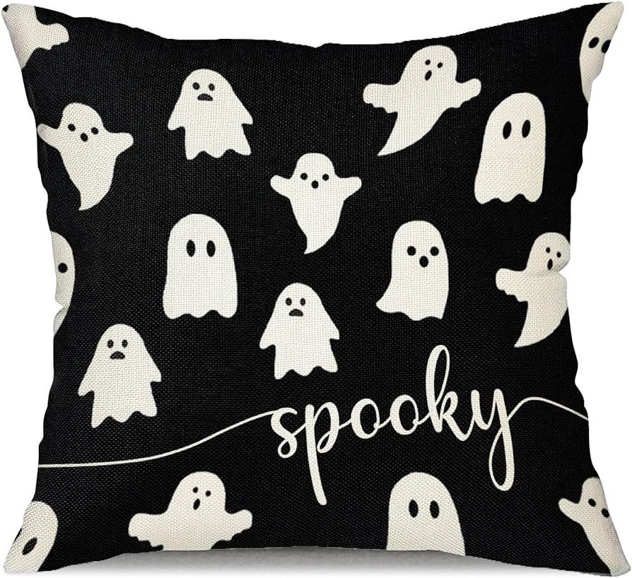 JXZYGMD Halloween Pillow Cover 18x18 Ghost Spooky Halloween Lumbar Pillow Covers Decorations Outd... | Amazon (US)