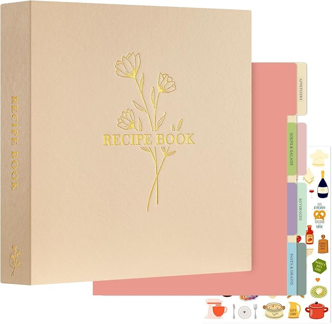 Lanpn Recipe Binder 8.5x11 3 Ring Kit, Waterproof Recipe Book Organizer Binder with 60 Plastic Sl... | Amazon (US)