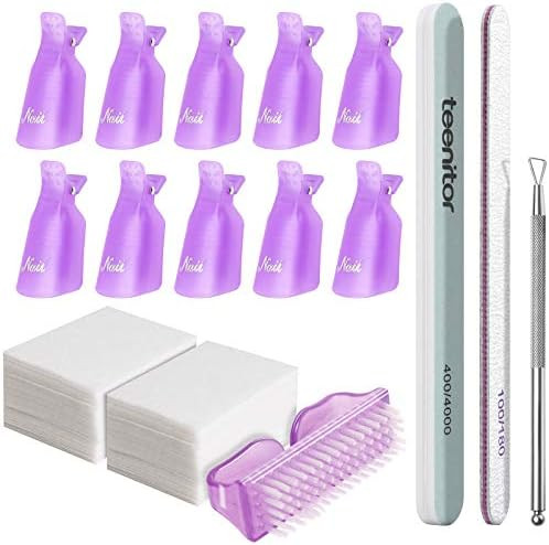 Teenitor Nail Polish Gel Remover Tools Kit with Nail Clips Nail Remover Pads Cuticle Pusher Nail ... | Amazon (US)