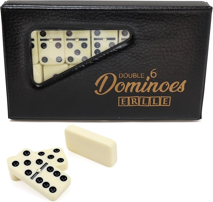 ERLLE - Premium Double 6 Dominoes Set, Classic Domino Game with Vinyl Case, Tiles for Adults & Ki... | Amazon (US)