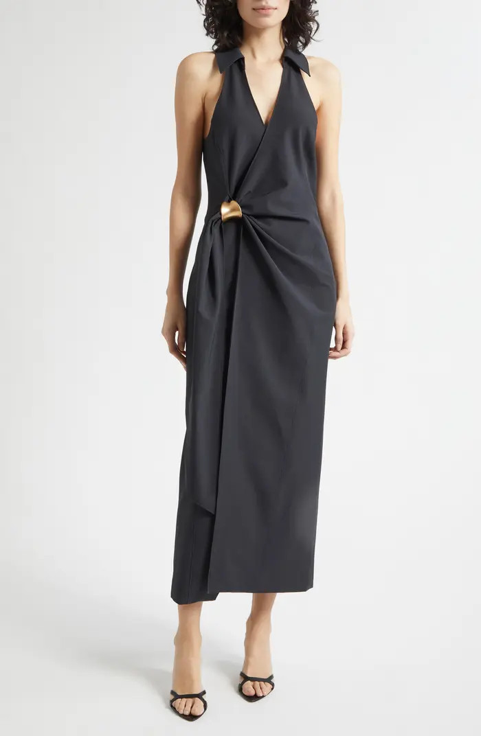 Cinq à Sept Enez Bangle Halter Neck Midi Dress | Nordstrom | Nordstrom