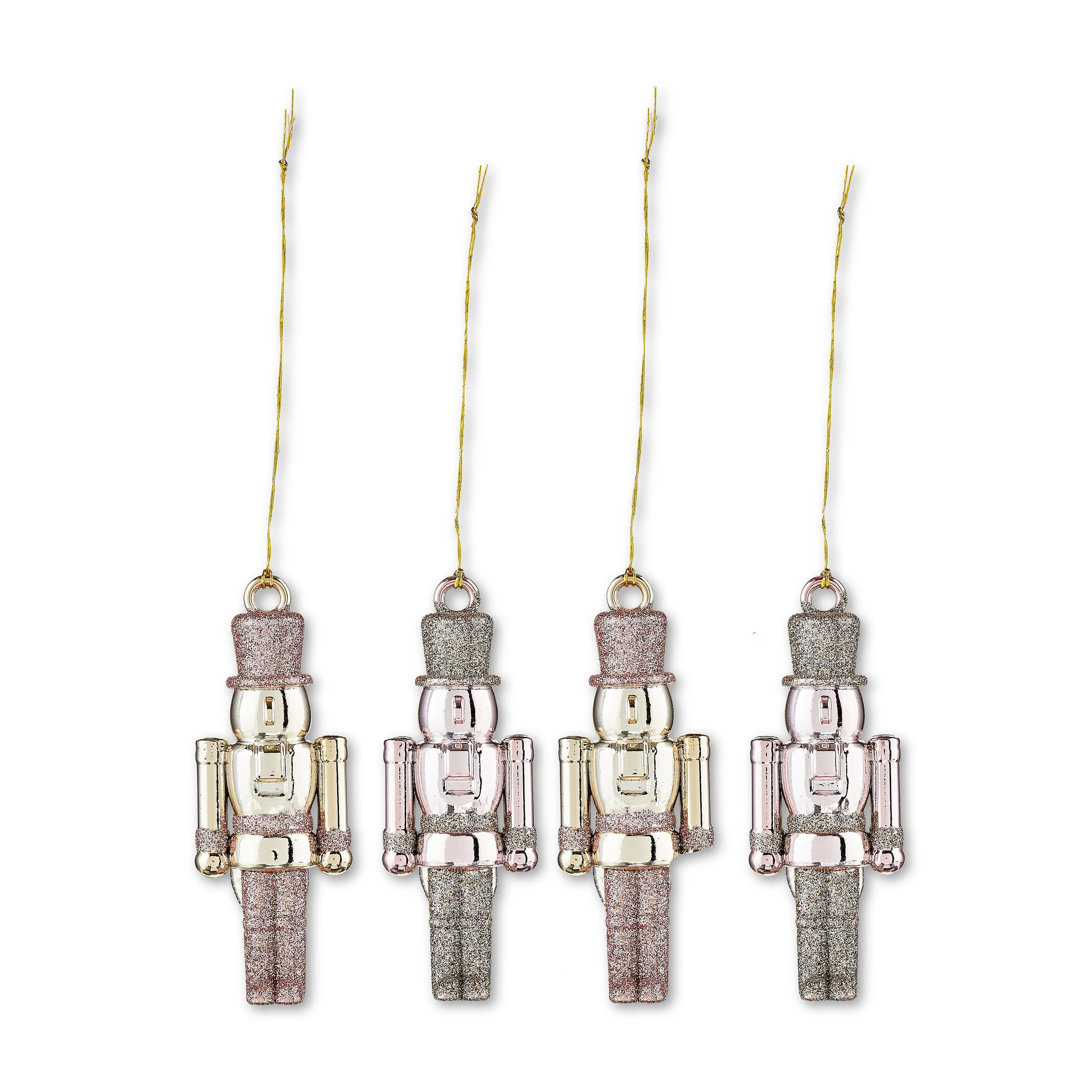 Mini Pink & Gold Glittered Nutcracker Christmas Ornaments, 4 Count, by Holiday Time | Walmart (US)