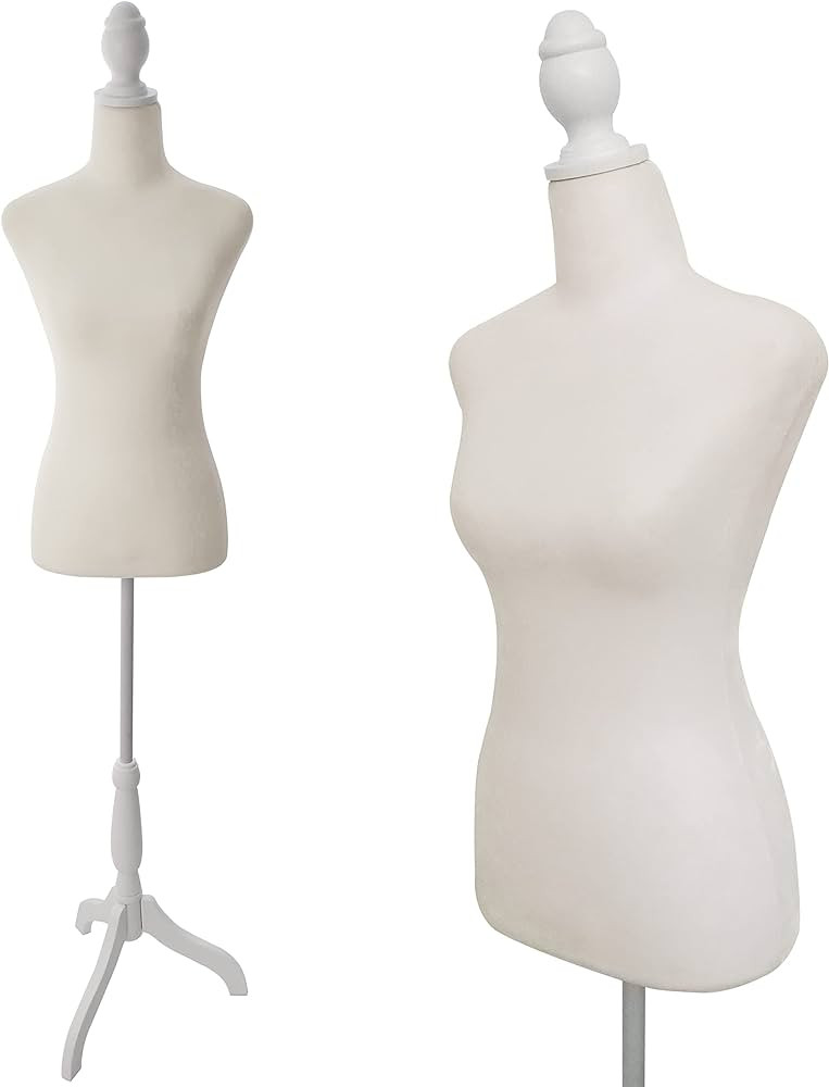 Female Dress Form Mannequin Torso Body with Adjustable Tripod Stand Dress Jewelry Display (Beige) | Amazon (US)