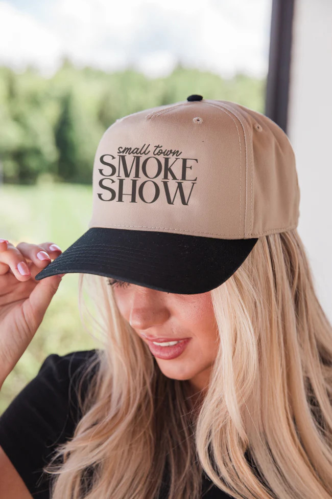 Small Town Smoke Show Black and Khaki Trucker Hat | Pink Lily