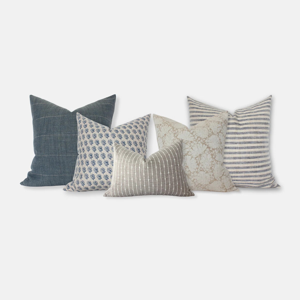 Blue Sofa Pillow Set, Blue and Cream Pillow Covers | Wayfair North America