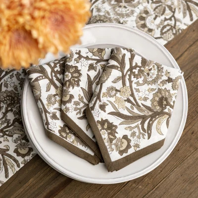 India Hicks Home Wildcard Mocha Napkin | Set of 4 | Pomegranate
